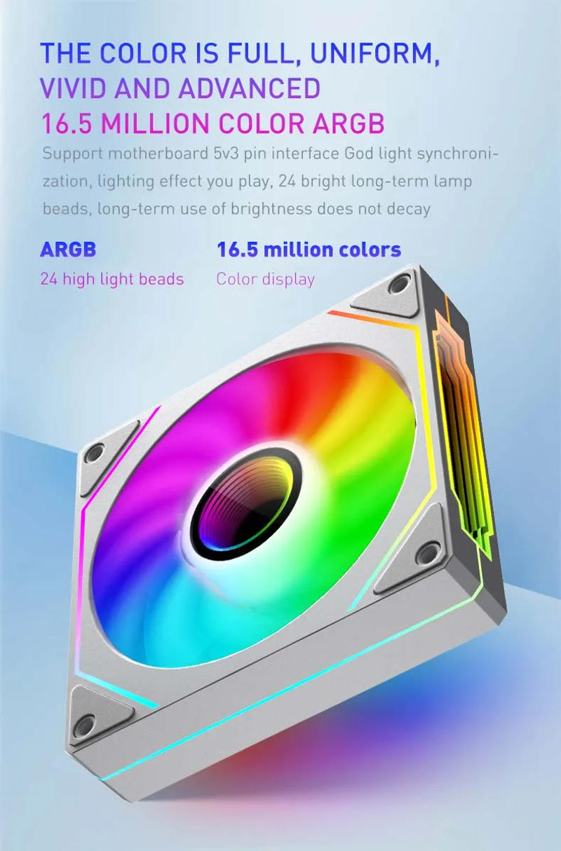 Description Picture 5 of itemOEM PRISM 4 PRO Computer Chassis Fan 12cm ARGB 4 Pin PWM Quiet Cooling Fan 12V Large Air Volume 45.2CFM/600-1500RPM