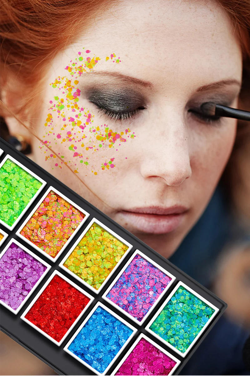 Description Picture 2 of itemChristmas Sequins Decorative Body Cream Luminous Holographic Multicolor UV Chunky Glitter Gel Paste Palette