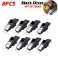 8PCS Black Silver
