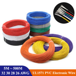 5M~ 500M UL1571 Electronic Wire 32 30 28 26 AWG Flexible Cable PVC Insulated Tin-plated Copper Environmental LED Line DIY Cord