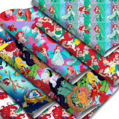 Disney Princess Mermaid Ariel 20*33cm Faux Leather Sheets Synthetic Fabric for Earring Bags Bow Jewelry Wallet DIY Craft