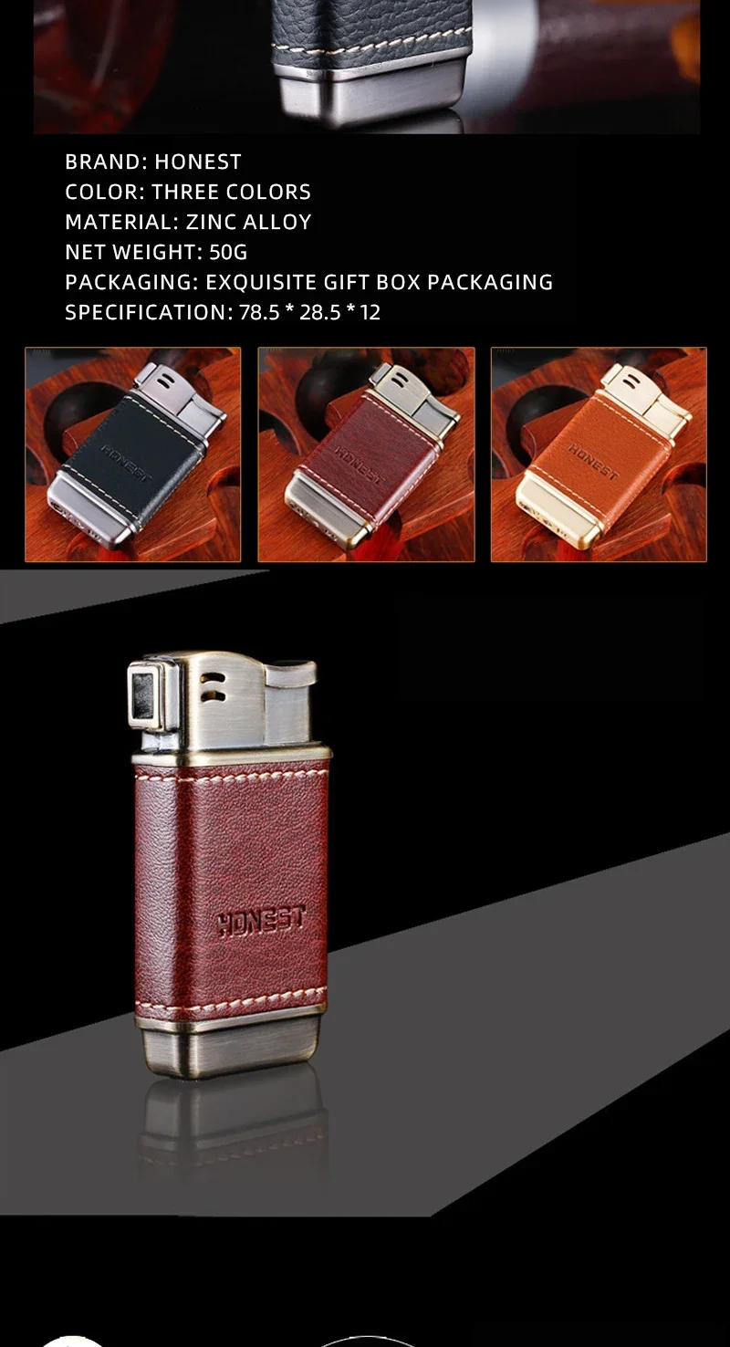 Description Picture 3 of itemHonest Gas Lighter Pipe Lighter Oblique Fire Metal Butane Gas Cigarette Lighters Refilled Smoking Accessories