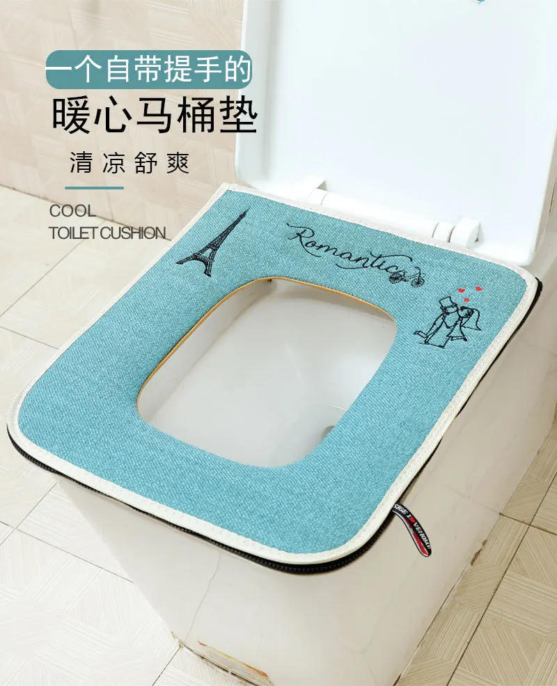 Description Picture 2 of itemWaterproof Square Toilet Seat Cover, Zippered, Plush Seat Cover Models, Universal Model Toilet Ring, 43x37cm