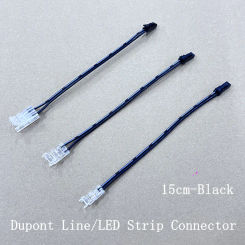 Black LED Strip Connector Dupont Line 2p 15cm crystal buckle ConnectionExtension Lead Wire Cable for Cabinet Wardrobe Cable 0.3