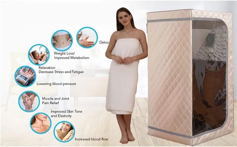Description Picture 4 of itemPortable Full Size Infrared Sauna, Home Spa Detox Therapy with Upgrade Reinforced Portable Chair-Beige, L33.9" x W33.9" x H66.5"