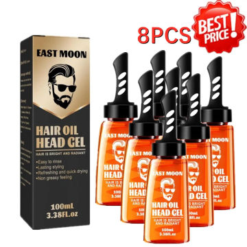 8pcs Men Hair Wax Gel With Comb Lasting Hold Cream Drying Hair Gel Oil Pomade Styling Hair Hair Oil Quick Fluffy Wax 100ML