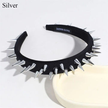 Fashion Women Punk Goth Style Headwear Women Headband Girls Rivets Hair Bands Cosplay Headdress Silver Golden Hair Accessories