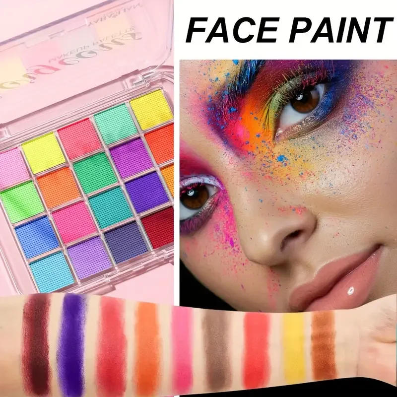 Description Picture 6 of item20 Colors Beauty Face Body Paint Graffiti Face Paint Eyeshadow Easy Clean Face Paint Makeup for Halloween Christmas Masquerade