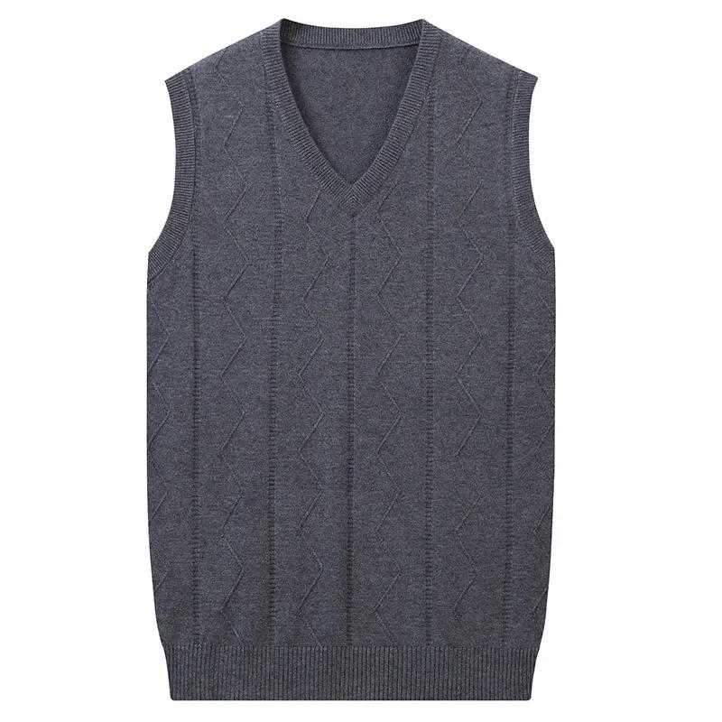 Description Picture 5 of itemAutumn New Men Vest Fashion Mens Wool Vest Men's V-neck Sweater Waistcoat Sleeveless Sweater Clothes Plue Size 3XL