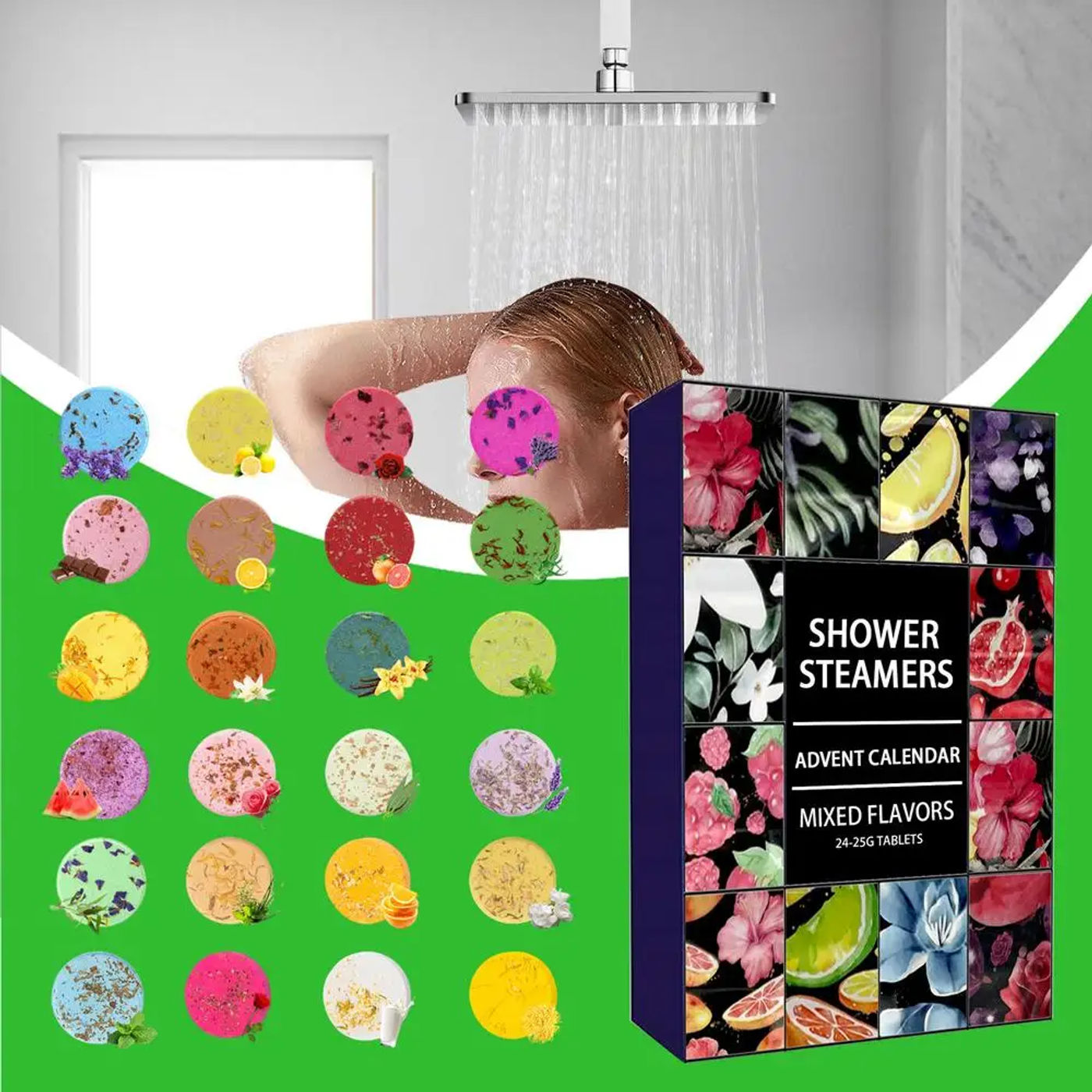 Description Picture 4 of item24pcs Shower Steamers Advent Calendar kit Aromatherapy Shower Bombs Self Care and Relaxation Stress Relief Bath Bombs