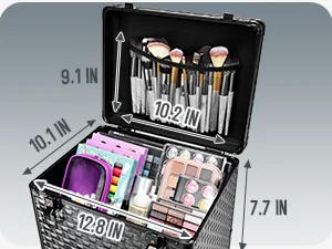 Description Picture 4 of itemCart with 3 Drawers, Professional Trolley Cart for Beauty Salon, Rolling Train Case Makeup Organizer Case for Nail Tech, F