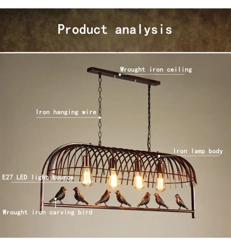 Description Picture 2 of itemPastoral Retro Industrial Style Plant Chandelier American Iron Restaurant Lamp Creative Art Flower Shop Potted LED Pendant Light