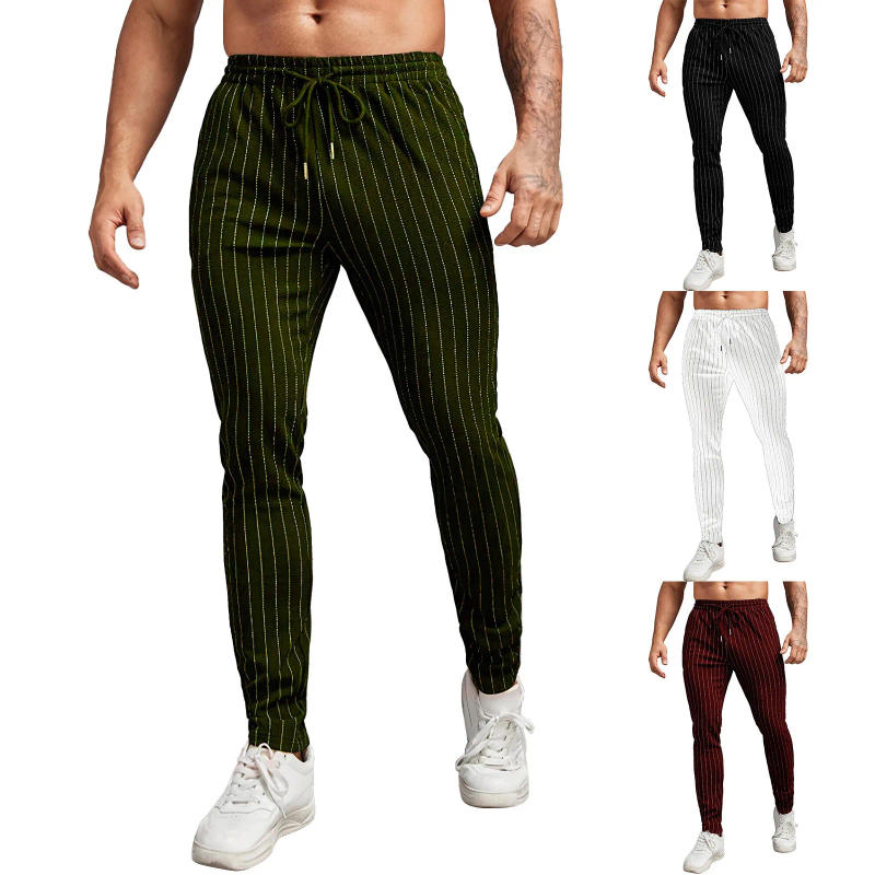 Description Picture 2 of itemMen's Summer Quick Drying Breathable Casual Pants Striped Pocket Casual Slim Pants