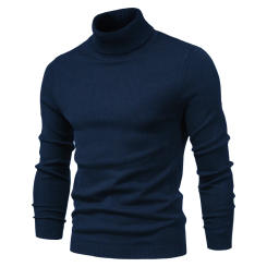 2021 New Winter Turtleneck Casual Solid Color Warm Pullover Quality Slim High Neck Long Sleeve Sweater Men