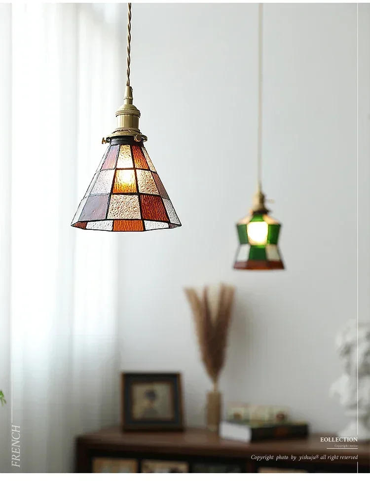 Description Picture 3 of itemNordic Retro Glass Pendant Lights for Dining Room Restaurant Cafe Bar LED Suspension Chandelier Bedroom Bedside Hanging Lighting