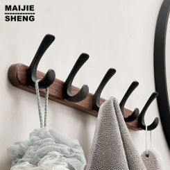 Multifunctional Walnut Coat Rack, Wall Mounted Clothes Rack, Creative Hanging Doorway Entrance Cloak Rack, Home Decor Storage