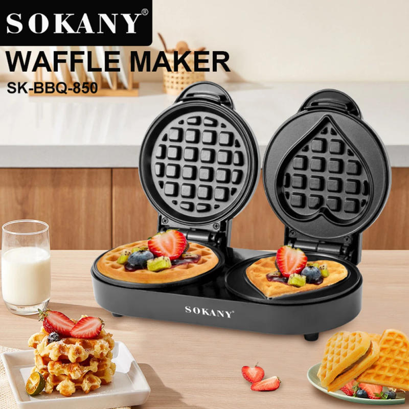 Description Picture 4 of item220V/110V Double Plates Mini Waffle Maker Machine Electric Non-Stick Automatic Heart Bread Toaster Pan Cake Pot for Kids Home 빵