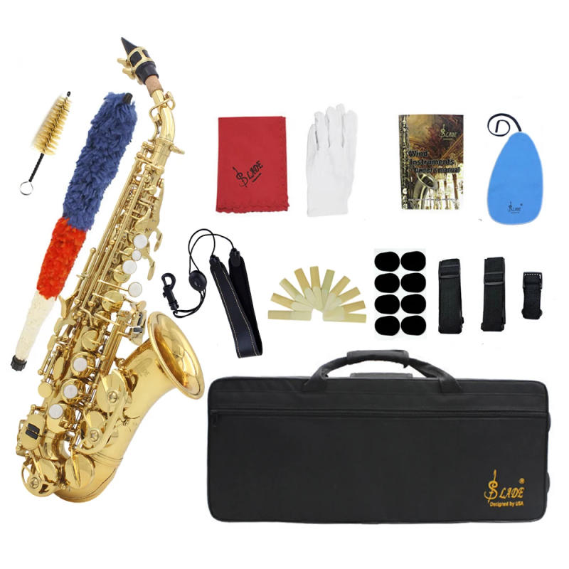 Description Picture 2 of itemSLADE Soprano Saxophone Brass Body Bb B Flat Sax Professional Saxfone Woodwind Instrument With Case Reeds Parts & Accessories