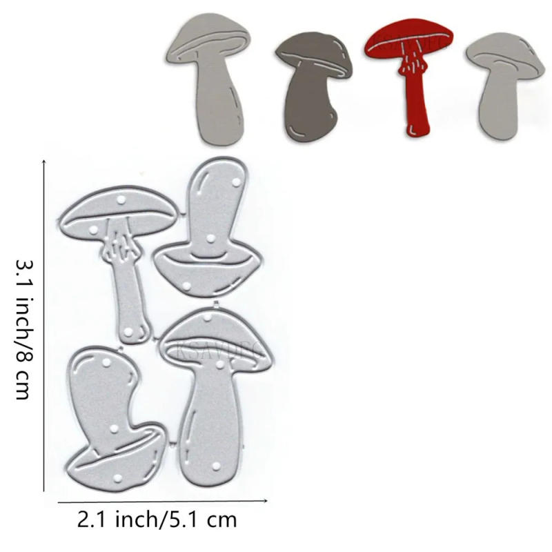 Description Picture 3 of itemFour Mushrooms Metal Cutting Dies for Card Making Paper Embossing Mold Die Cuts Sets Album 2024 New Scrapbook Stencils
