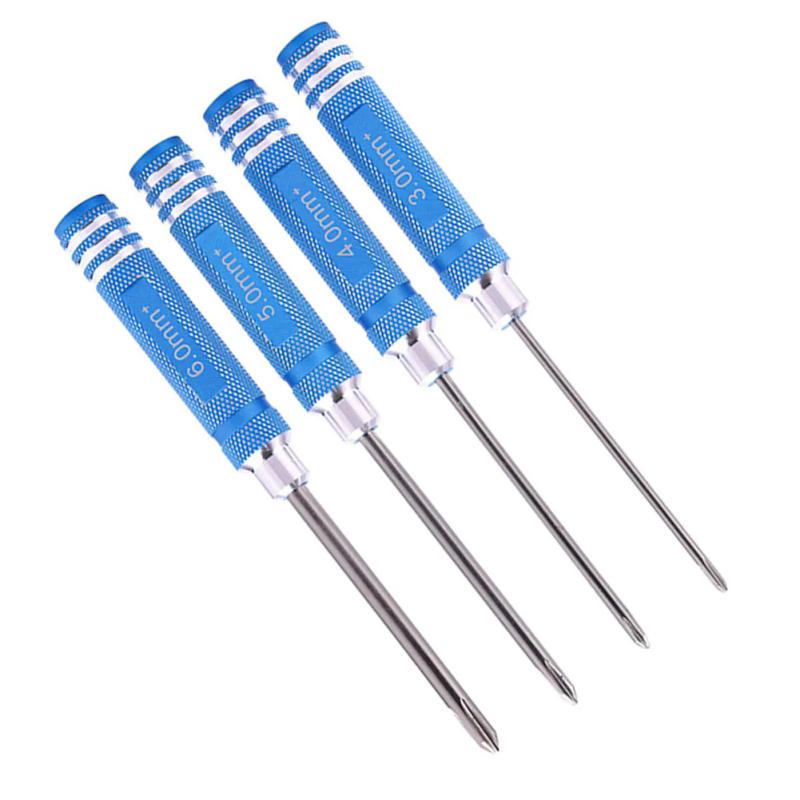 Description Picture 5 of item4pcs Cross Screwdriver 3/4/5/6mm Non-slip Aluminum Alloy Handle Precision Screwdriver Wrench Tool Kit For RC Helicopter Tools