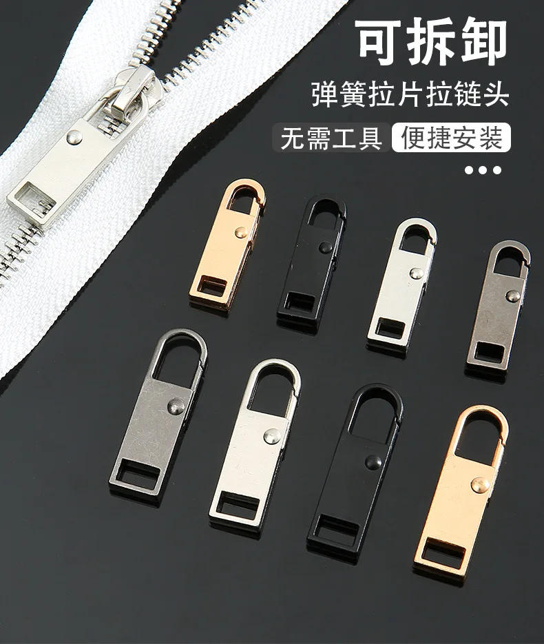 Description Picture 3 of item5PCS Detachable Zipper Puller Luggage Backpack Jacket Clothes Metal Zipper Universal Replacement Tab Zippers Head DIY Sewing