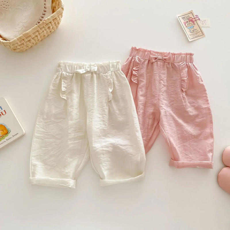 Description Picture 6 of itemGirls' Bow Mosquito Control Pants 2025 Summer New Style Baby Solid Color Casual Pants Thin Children's Sweetness