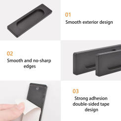 Self Adhesive Oval Sliding Door Handles Aluminum Alloy Flush Pull Punch-free Handle for Sliding Doors Window Cabinets
