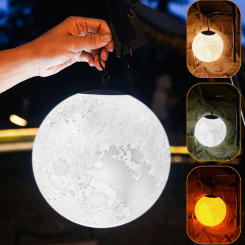 LED Moon Lamp Portable Camping Night Light 3D Print Dimmable USB Rechargeable Table Garden Outdoor Tent Decoration Lamp 3 Colors