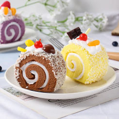 Artificial Roll Cake Fruit SwissRoll Towel Fake Cake Dessert Cute Model Photography Props Simulation Window Display Home Decor