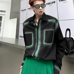 Ins Singer Dance Men Padded Shoulder Blouse Male Senior Designer Shirt Party Club Streetwear Camisa Rock Punk Hippie Tuxedo Tops