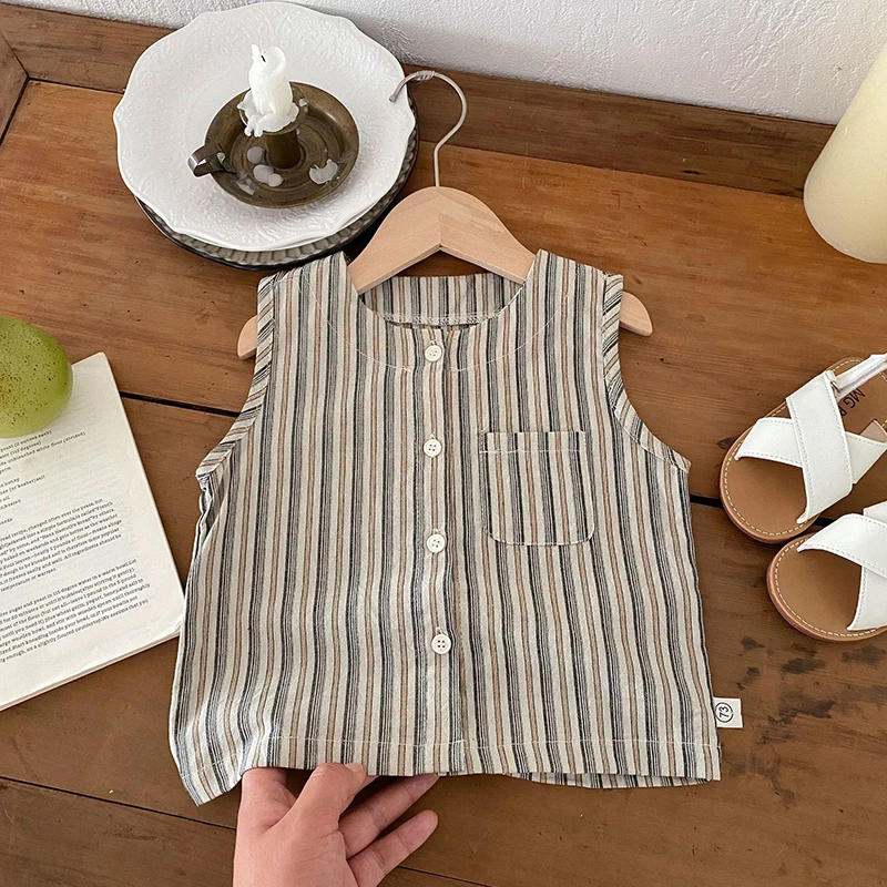 Description Picture 6 of itemBaby Summer Clothes Boys Vest Set 0-3Y Striped Sleeveless Top Shorts Children's Casual 2Pcs Suit Infant T-shirt Toddler Outfit