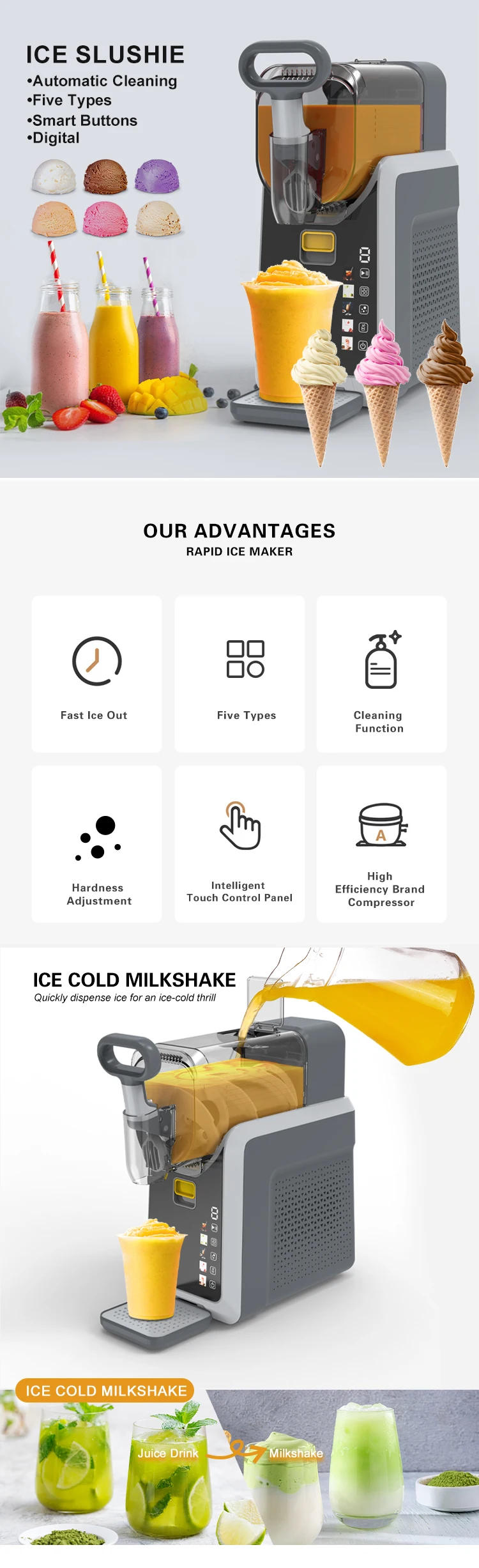 Description Picture 2 of itemSlushy Machine Portable Ice Cream Freezing Multifunctional Slushie Make Automatic 2L Counter Frozen Drink Soft Drinks for Home