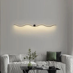 Art Wall Lamp Installation Minimalist Long Strip Simple Living Bedroom Modern Lamp TV Background Wall Grille LED Wall Light