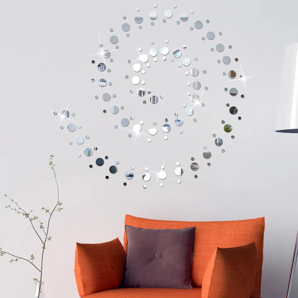 Description Picture 6 of item100pcs/lot 2/3/4cm Acrylic Mirror Surface Polka Dots Circle Wall Sticker Bedroom Wedding Decoration Poster Round Art Wall Decals