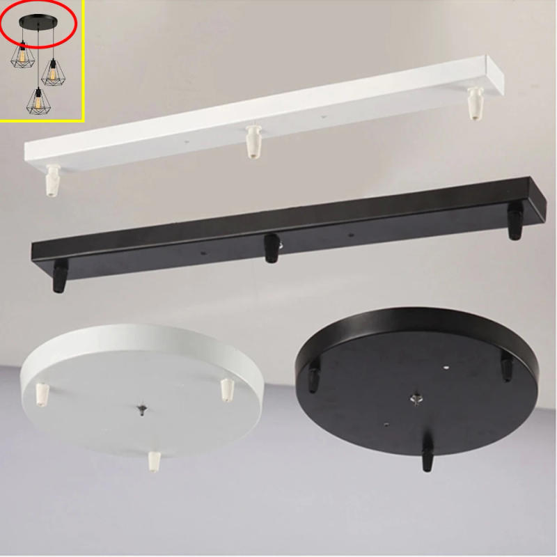 Description Picture 2 of itemDIY Ceiling mounted Base Canopy Plate 3 Heads Chandeliers pendant Light hanging Lighting ceiling Accessories Black White