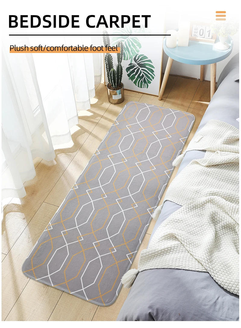 Description Picture 2 of itemCartoon Bedroom Carpet Home Bedside Blanket Long Strip Plush Bed Front Floor Mat Living Room Sofa Coffee Table Non-slip Foot Ma