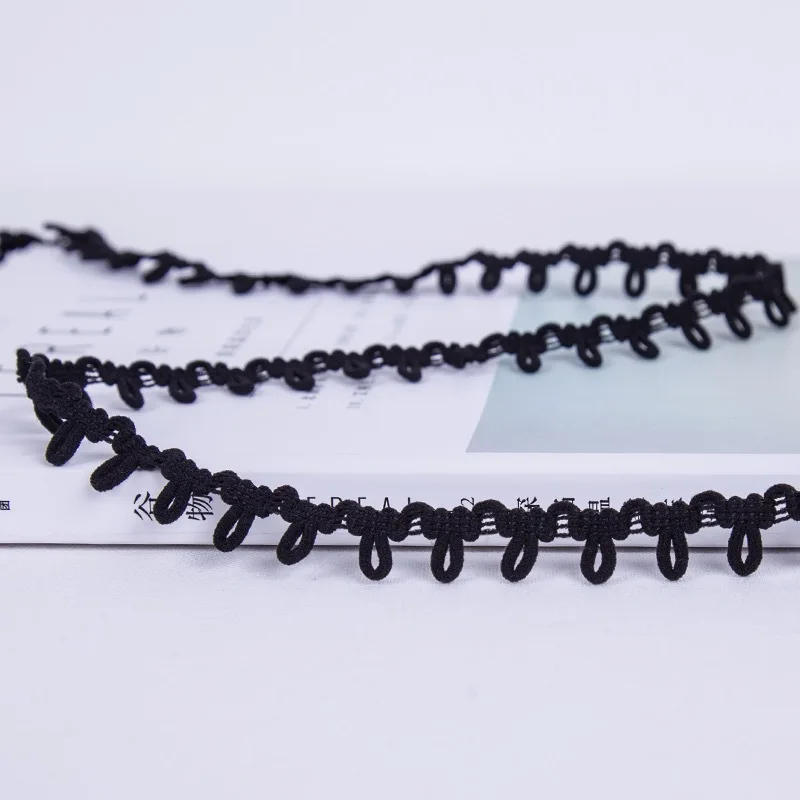 Description Picture 6 of itemElastic Lace Ribbon Black White Color Button Loops DIY Multicolor Handmade Lace Trimming for Clothes Sewing Rubber Band 20yards