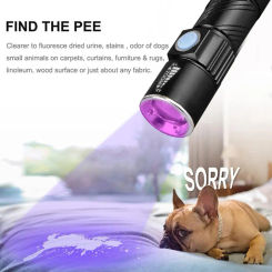 Ultraviolet LED Lamp IPX4 Waterproof Mini UV Flashlight USB Charging Handheld UV Flashlight for Dog Cat Urine Pet Stains