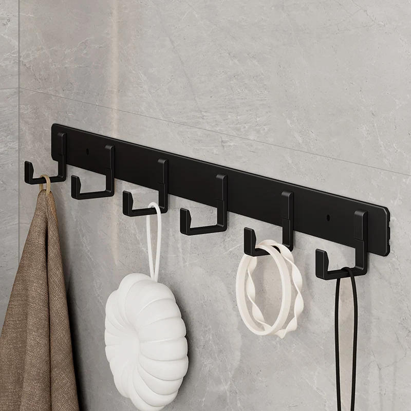 Description Picture 3 of itemSpace Aluminum Black Hook Bathroom Towel Hook Living Room Door Back Clothes Hook Simple Black Storage Hook To Save Space