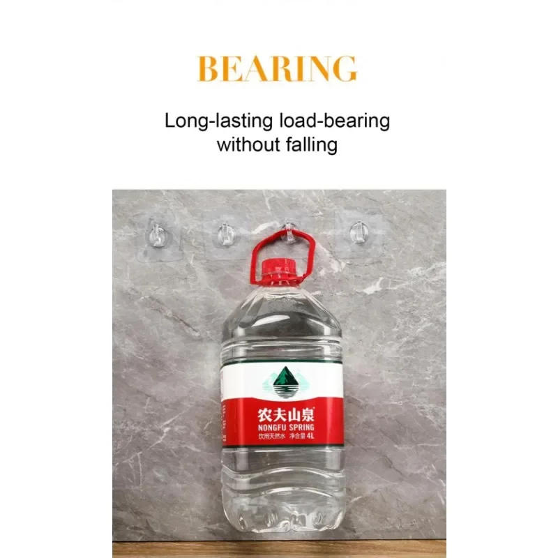 Description Picture 4 of itemPortable Transparent Self Adhesive Hooks Waterproof Door Wall Hangers Hooks Strong Heavy Load Rack Kitchen Bathroom Accessories