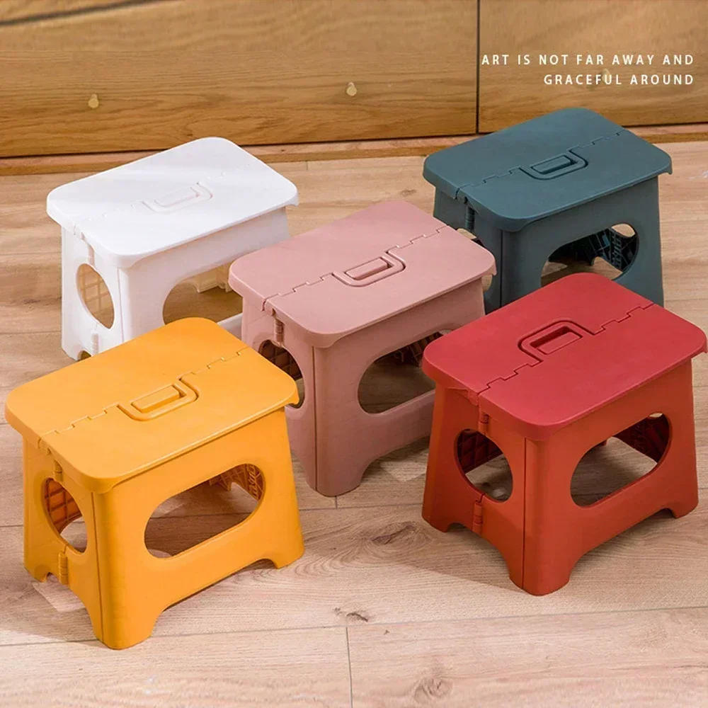 Description Picture 2 of itemaccessories 2024  Plastic Step Stool Portable Folding Chair Small Bench Stool