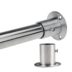 2pcs Flange Rail Rod Holder Wardrobe Pole Bracket19-32mm Stainless Steel Pole Socket Shower Curtain Rod End Support Hardware