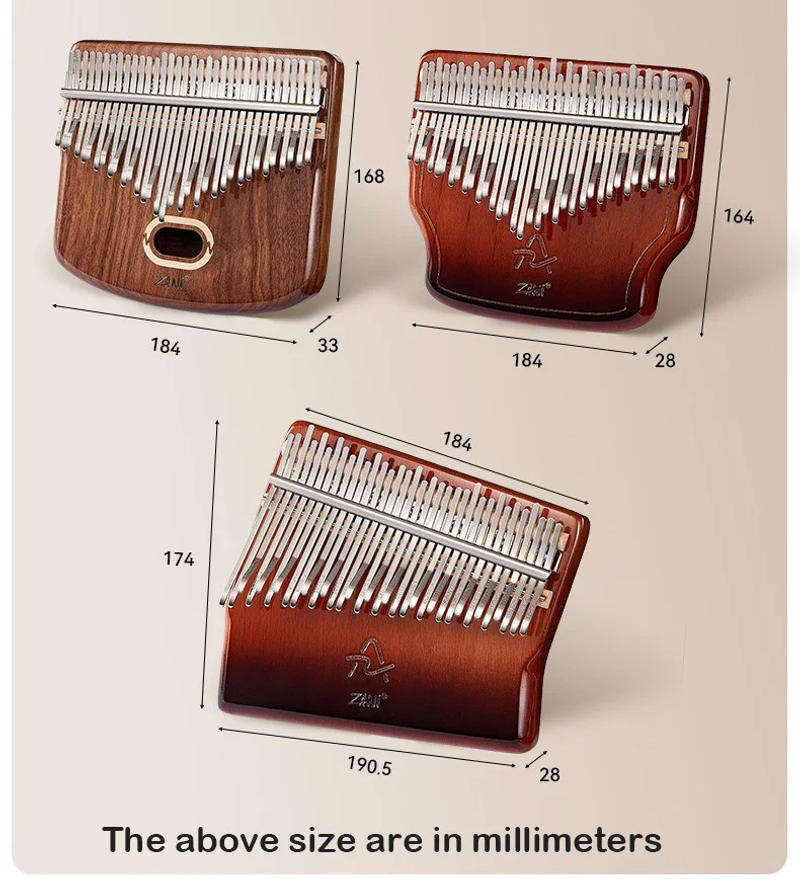 Description Picture 6 of item34 Keys Kalimba Thumb Piano Veneer Beech Wood 34 Key Kalimba Finger Piano Musical Instrument with Storage Box Music Lover Gifts