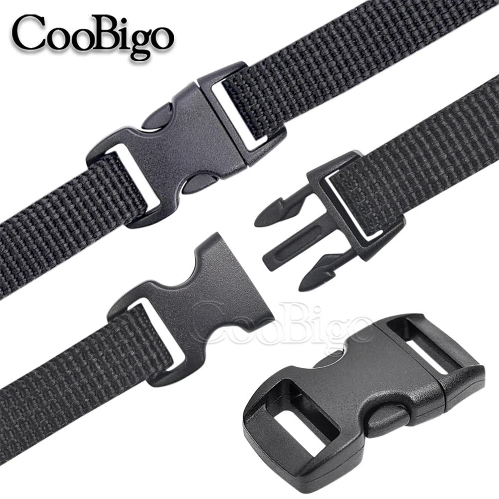 Description Picture 6 of item10pcs Mini Quick Side Release Buckle Curved for DIY Paracord Bracelet Pet Collar Sewing Accessories Plastic Black Webbing 10mm