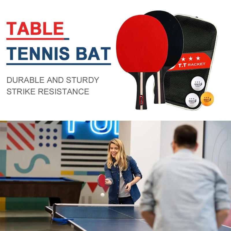 Description Picture 4 of item1Set Table Tennis Racket 2 Rackets & 3 Balls Table Tennis Paddles Professional Ping Pong Paddle with Bag