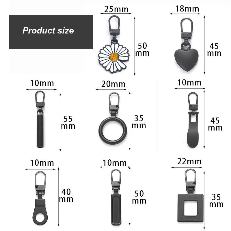 Description Picture 3 of item5Pcs Detachable Zipper Slider Puller Universal Replacement Metal Zipper Head Repair Kits For DIY Craft Luggage Handbags Clothes