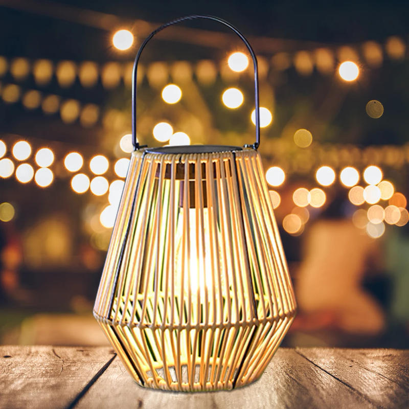 Description Picture 4 of itemOutdoor Solar Light Hanging Rattan Solar Lantern with Handle Rattan Weaving Bamboo Lamp Solar Power Streetlight Garden Decoratio