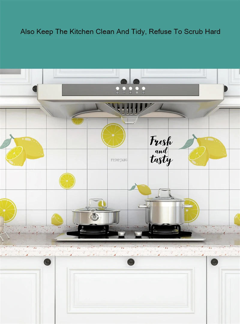 Description Picture 5 of itemThickened PET Wall Stickers Kitchen Self-Adhesive Oil-Proof Stickers Easy To Clean Refurbished Cabinet Wall Stove 3D Wallpaper