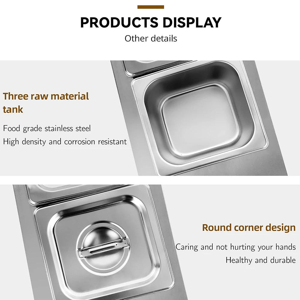 Description Picture 4 of itemStainless Steel Commercial Electric 3 Pot Small Heated Chocolate Melting Pot Chocolate Melter Chocolate Tempering Machine