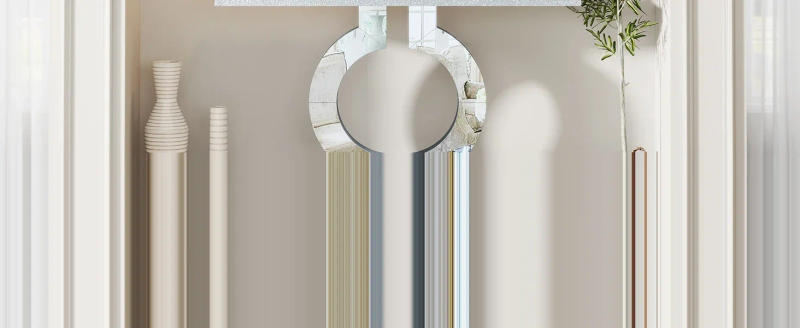 Description Picture 3 of item43-Inch Mirrored Console Table,Modern Entryway Table Glass Sofa Table with Mirror Finish, Rectangle Narrow Accent Foyer Table